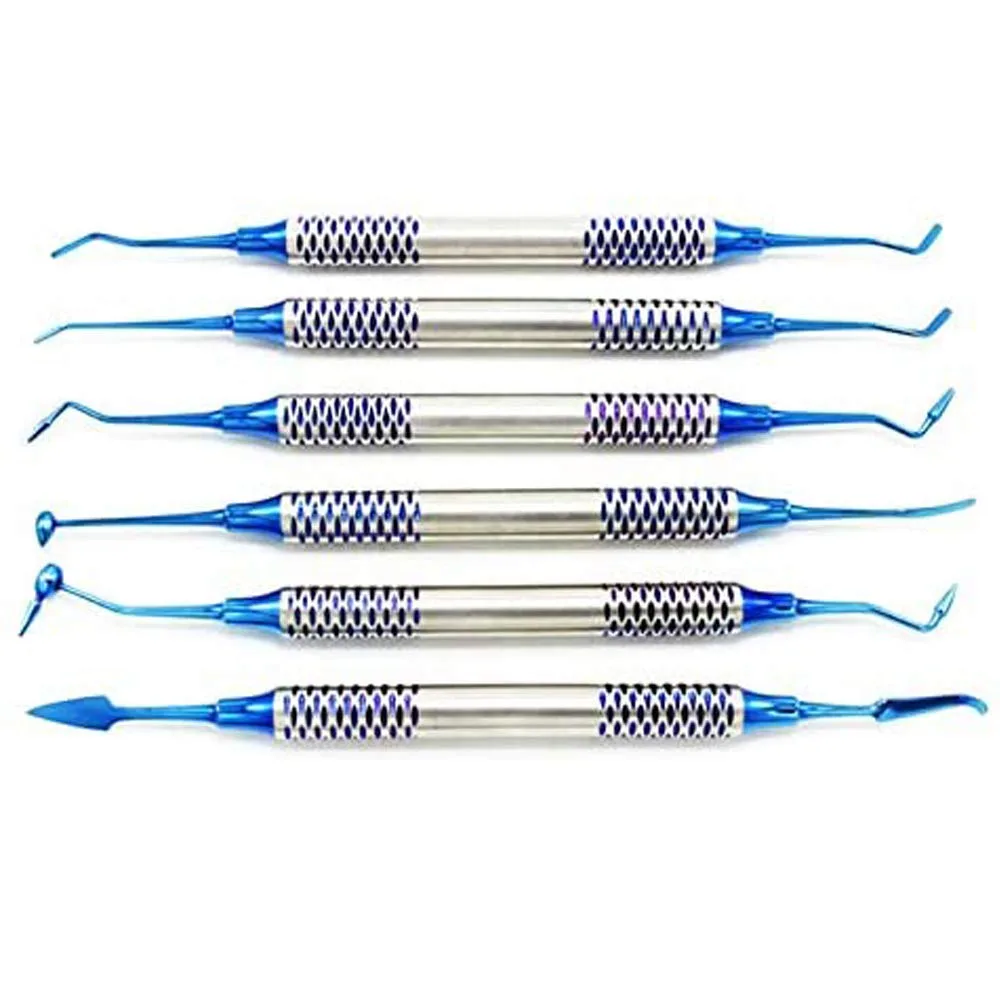 6 Piece Dental Composite Resin Filling Spatula Set surgical instrument by KAZ SKT