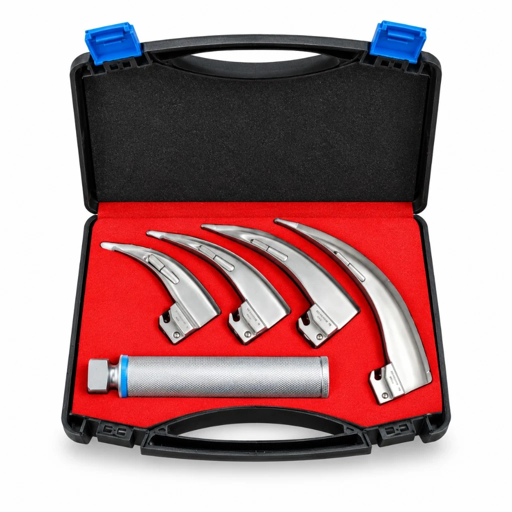 Macintosh Fiber Optic Laryngoscope Set Hard Case surgical instrument by KAZ SKT