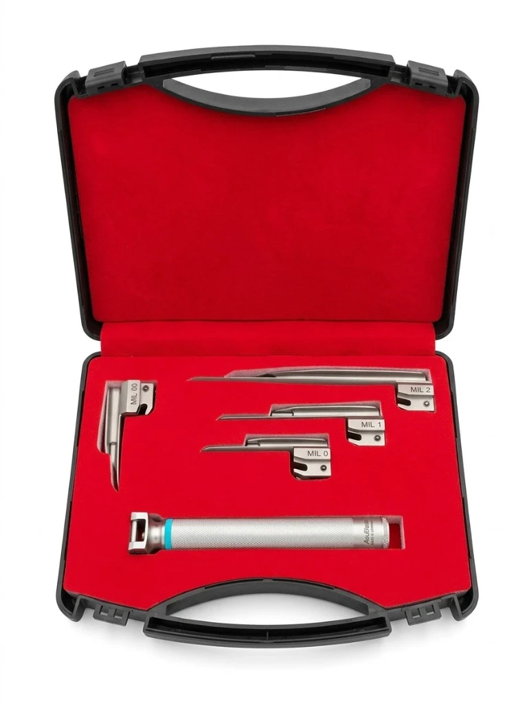 Pediatric Miller Laryngoscope Set (Straight Blades 00–2) surgical instrument by KAZ SKT