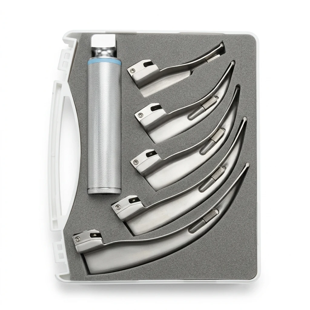 Professional Fiber Optic Laryngoscope Set Macintosh 1–5 surgical instrument by KAZ SKT